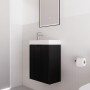 Vienna Matte Black Fluted Wall Hung Mini Vanity 450